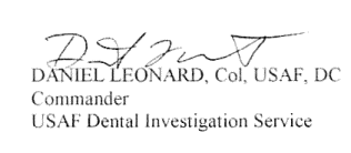 Col. Daniel Leonard's signature.